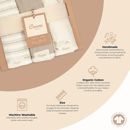Avery Organic Cotton 3-pc. Burp Cloth Set