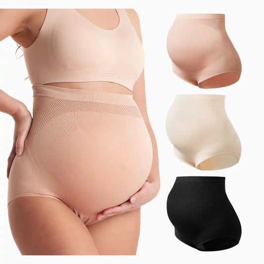 High-Waisted Pregnancy Seamless Soft Belly Support Panties (3 Pack)