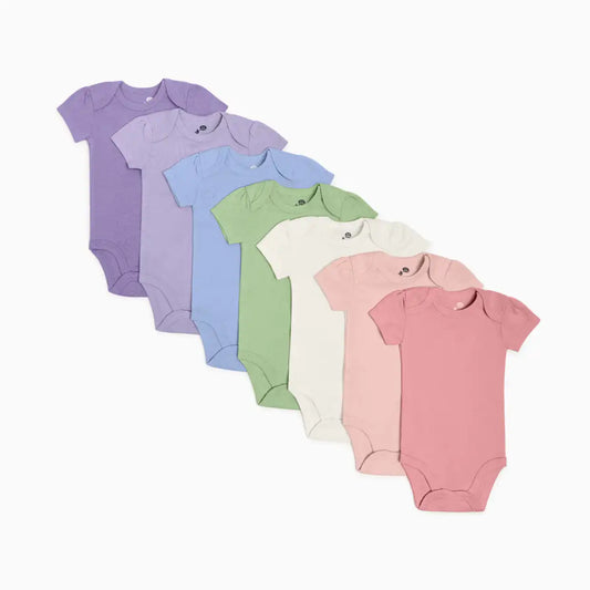 Organic Cotton Solid Short Sleeve Bodysuit (7 Pack)