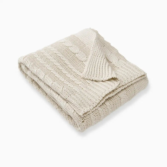 Organic Cable Knit Stroller Blanket