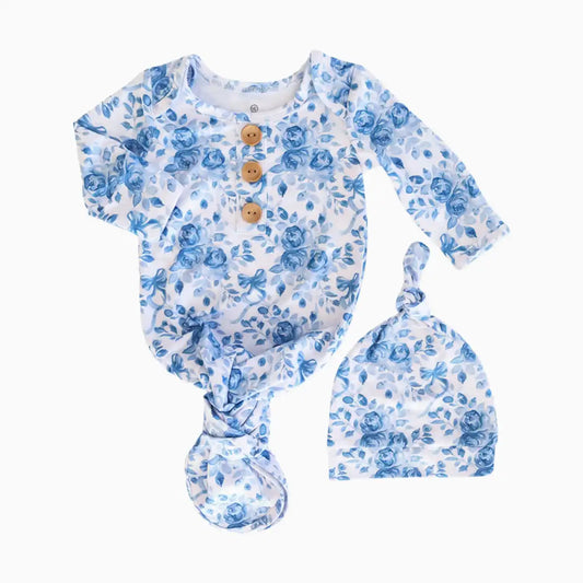 Newborn Baby Knot Gown & Hat Set
