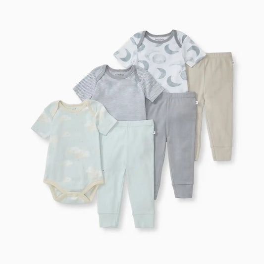 Organic Short Sleeve Bodysuit & Pant Set (3 Pack)