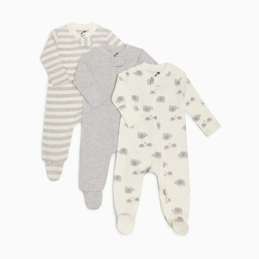 Organic Cotton 2-Way Zip Footie (3 Pack)