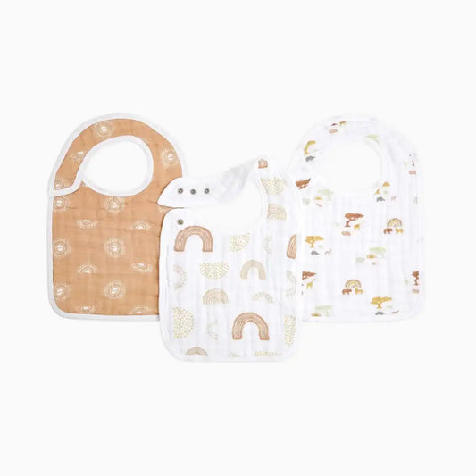 Cotton Muslin Snap Bibs (3 Pack)