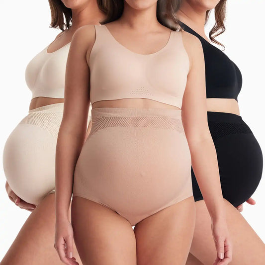 High-Waisted Pregnancy Seamless Soft Belly Support Panties (3 Pack)