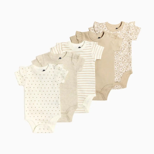 Organic Cotton Short Sleeve Ruffle Print Mix Bodysuit (5 Pack)