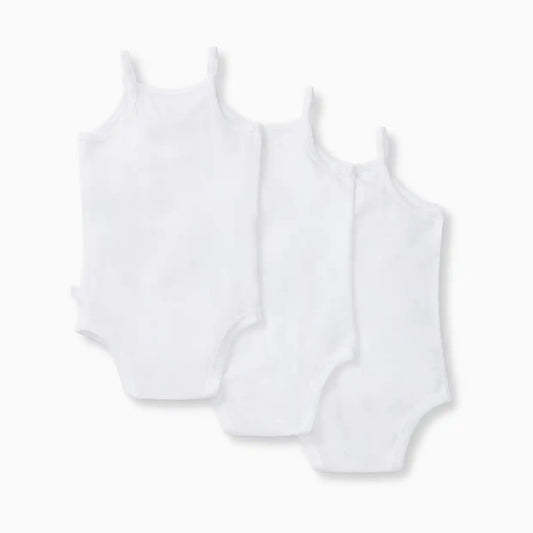 Organic Cotton Set of 3 Solid Camisole Bodsuits