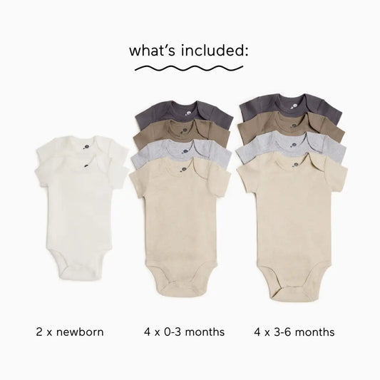 Organic Cotton Grow With Me Short Sleeve Bodysuits (10 Pack)