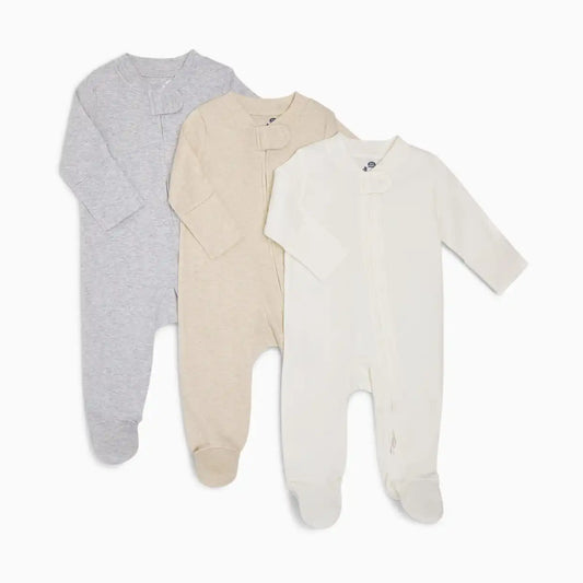 Organic Cotton Solid Zipper Footie (3 Pack)