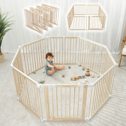 Baby Gate Playpen - Foldable with Child-Proof Lock