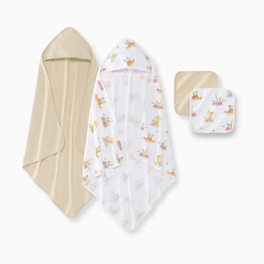 Organic Hooded Towel and Washcloth Set
