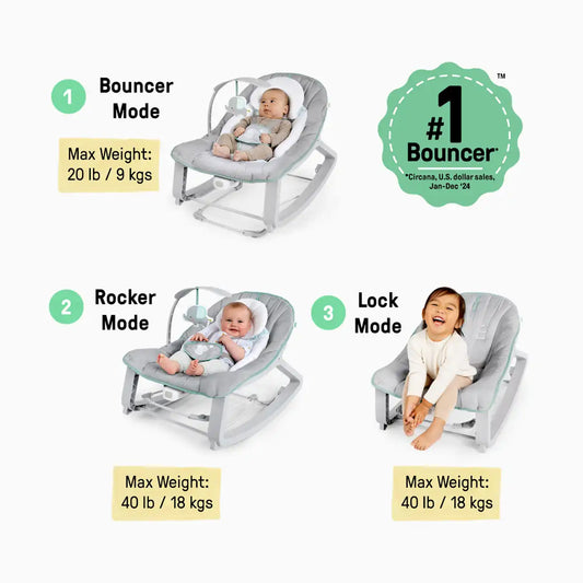 Ingenuity Keep Cozy 3-in-1 Grow with Me Baby Bouncer, Rocker & Toddler Seat”
