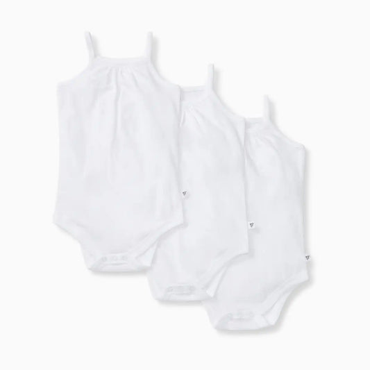 Organic Cotton Set of 3 Solid Camisole Bodsuits