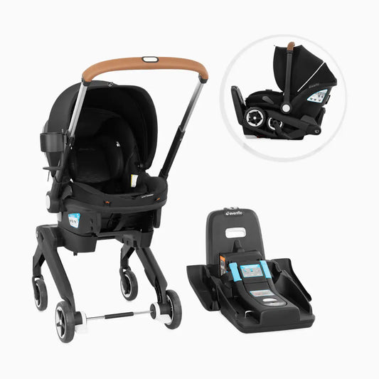 Gold Shyft DualRide Infant Car Seat Stroller Combo w Carryall Storage & Extended Canopy