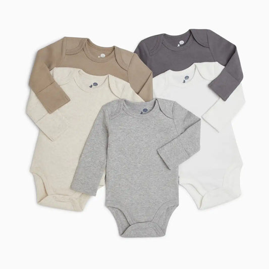 Organic Cotton Long-Sleeve Solid Bodysuits (5 Pack)
