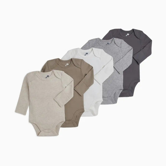 Organic Cotton Long-Sleeve Solid Bodysuits (5 Pack)