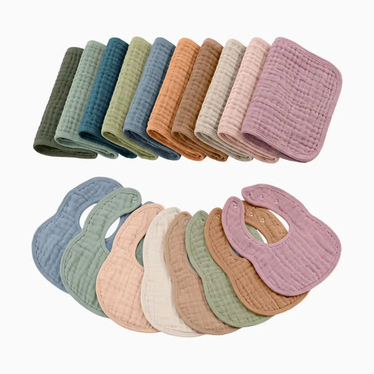 Newborn Essentials Muslin Bib and Burp Cloth Bundle