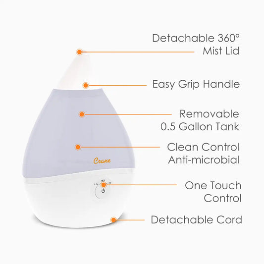 Droplet Ultrasonic Cool Mist Humidifier - 0.5 Gallon)