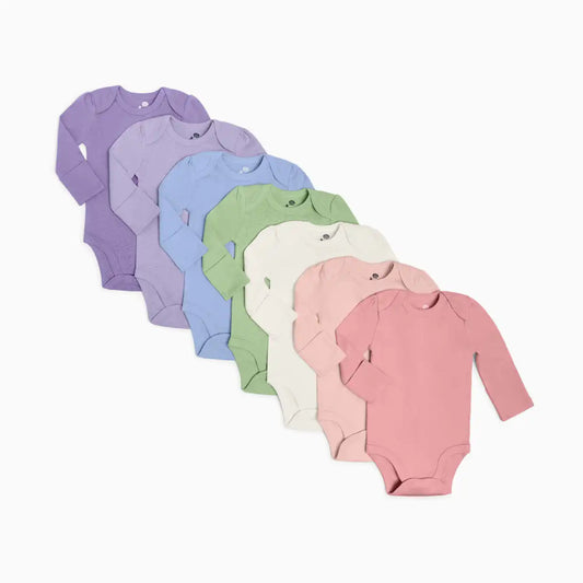 Organic Cotton Solid Long Sleeve Bodysuit (7 Pack)