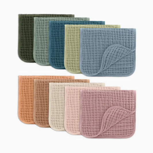 6-Layer Muslin Burp Cloths Set