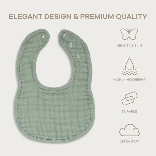 Muslin Bibs with Adjustable Snaps (8 Pack)