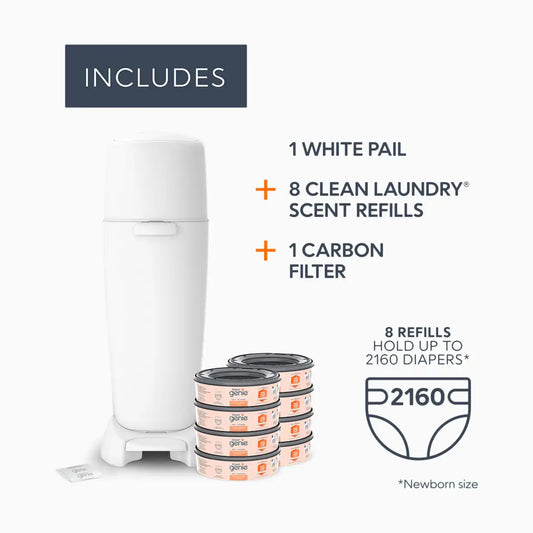 Complete Diaper Pail Registry Gift Set with 8 Refill Bags