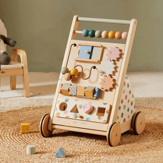 Versatile Natural Wooden Baby Walker