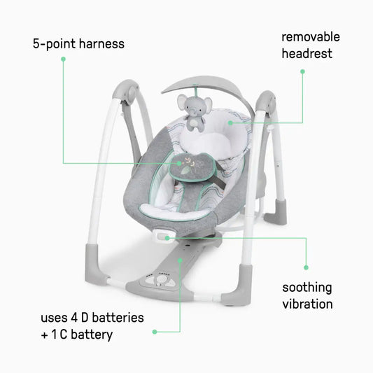 ConvertMe 2-in-1 Compact Portable Baby Swing 2 Infant Seat