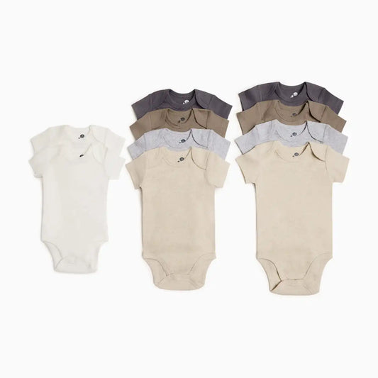 Organic Cotton Grow With Me Short Sleeve Bodysuits (10 Pack)