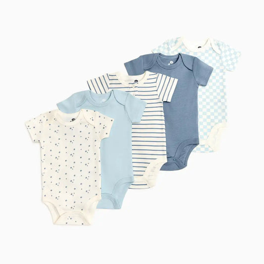 Organic Cotton Short Sleeve Print Mix Bodysuit (5 Pack)
