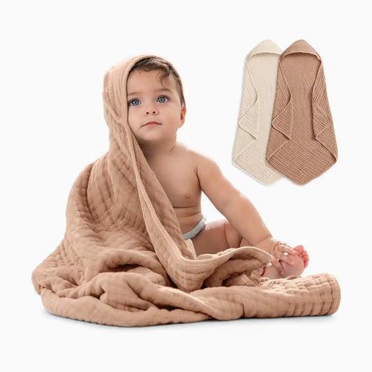 Cotton Muslin Hooded Baby Towel (2 Pack)