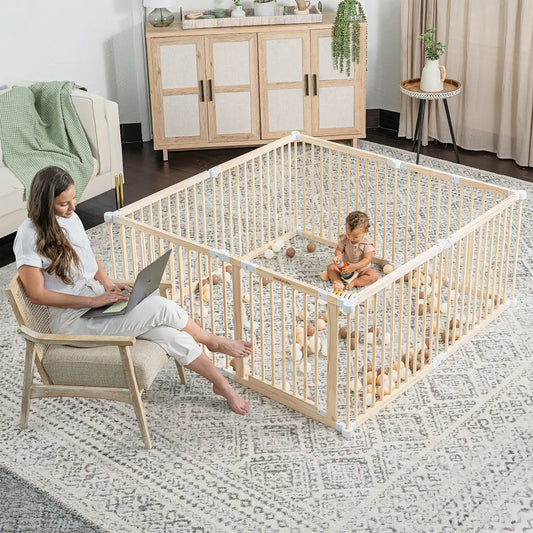 Baby Gate Playpen - Foldable with Child-Proof Lock