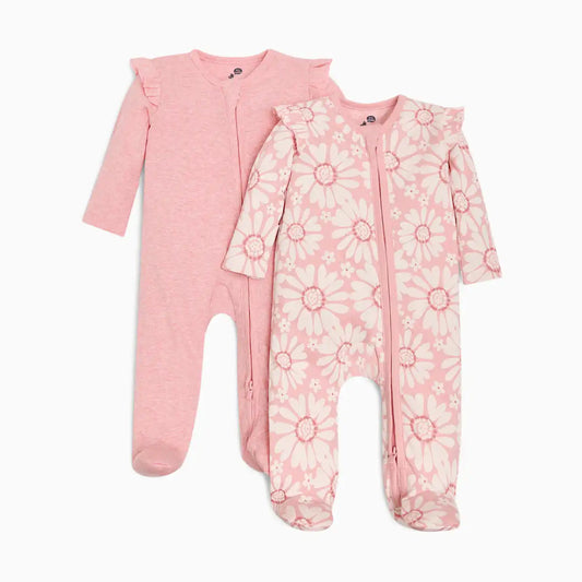 Organic Cotton Ruffle 2-Way Zip Footie (2 Pack)