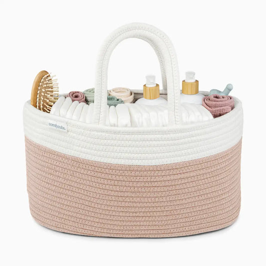 Rope Diaper Caddy Organizer with 3 Compartments
