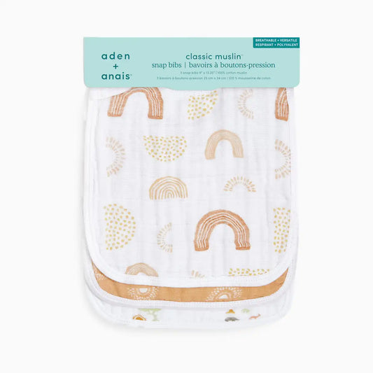 Cotton Muslin Snap Bibs (3 Pack)