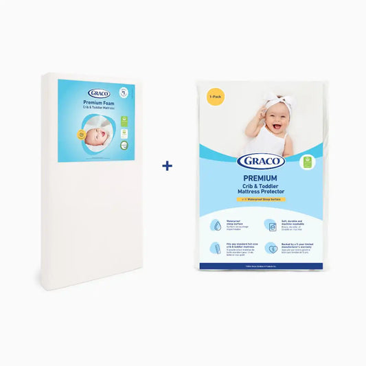 Premium Foam Crib & Toddler Mattress + Premium Waterproof Mattress Protector